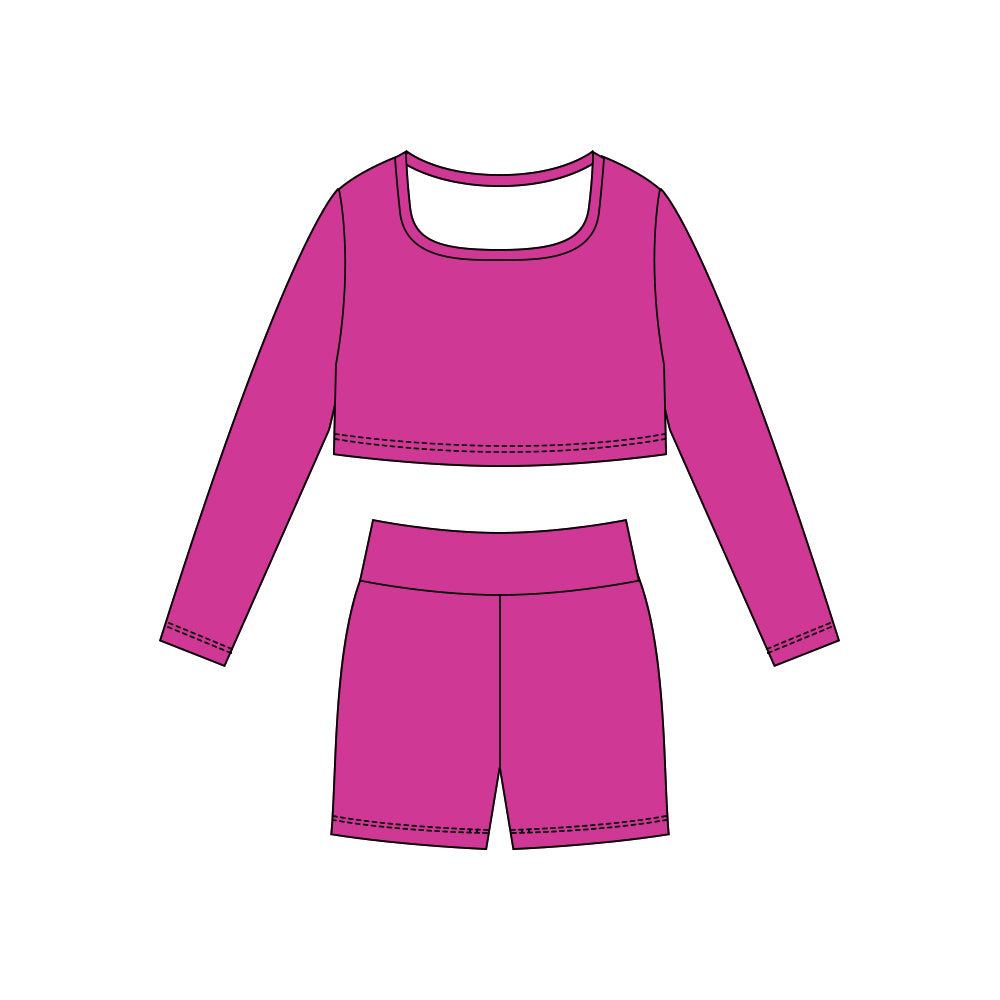 10.29 GLS0047 Pre order No Moq Yoga fabric Baby Girls Hot Pink Long Sleeve Shirts Top Shorts Yoga Clothes Sets