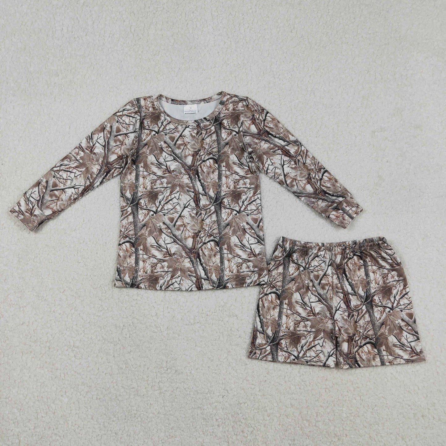 12.15 RTS NO MOQ （In stock）GLS0063 Baby Girls Southern Leaves Long Sleeve Top Shorts Clothes Sets