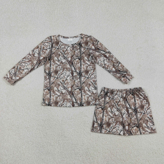 12.15 RTS NO MOQ （In stock）GLS0063 Baby Girls Southern Leaves Long Sleeve Top Shorts Clothes Sets