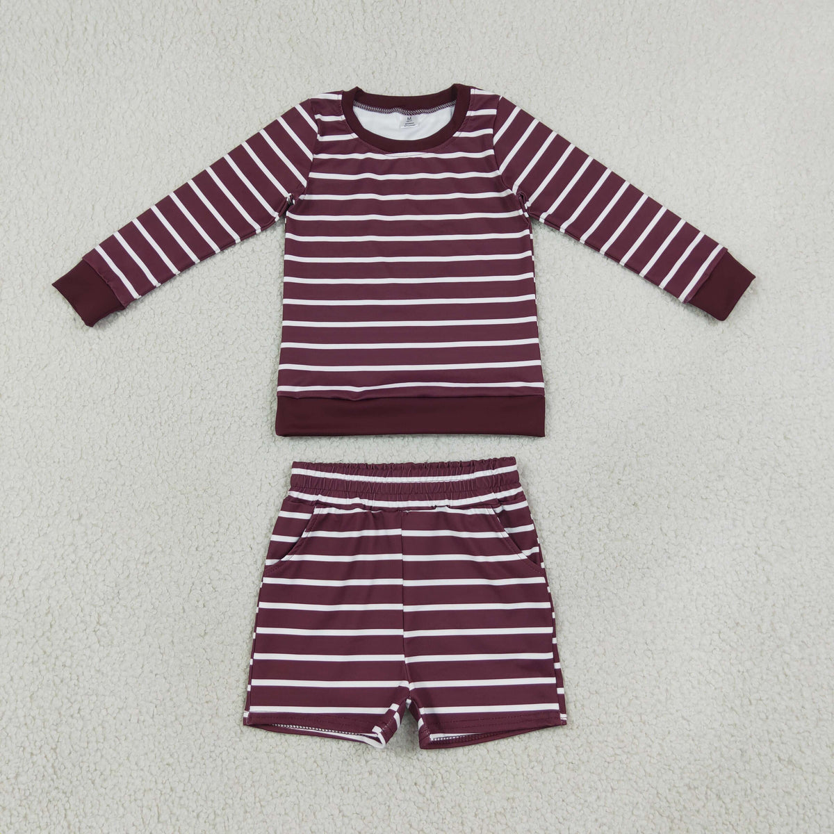 RTS NO MOQ Sibling yoga fabric Baby Girls Striped Long Sleeve Top Shorts Yoga Set