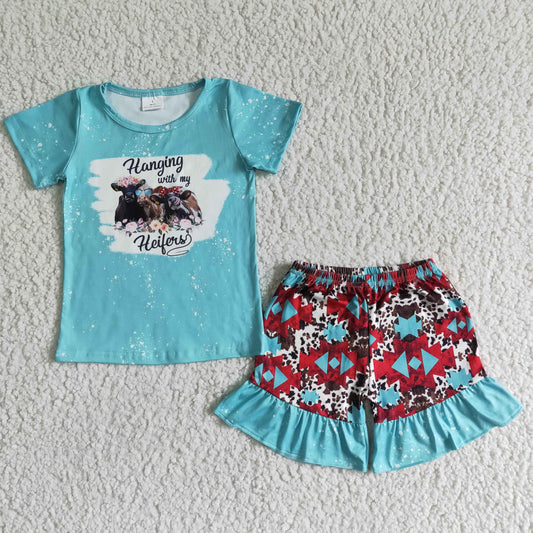 GSD0046 Kids girls clothes short sleeve with shorts set-promotion 2024.4.27 $5.5