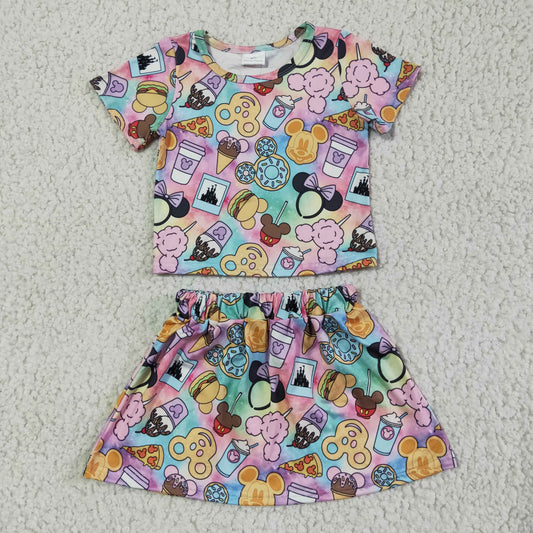 GSD0073 Kids girls clothes short sleeve with short skirt set-promotion 2024.4.27 $5.5