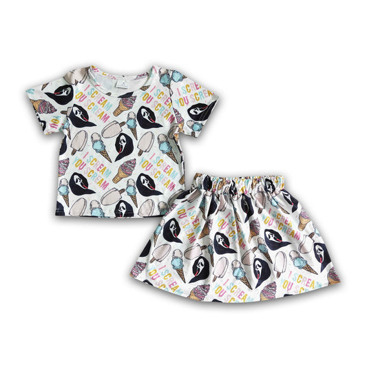 GSD0100 Baby Girls Skirt Sets I scream you scream Baby girls Halloween skirt sets