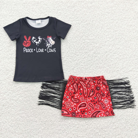 GSD0302 Kids girls clothes short sleeves top with short skirt set-promotion 2024.6.8 $5.5