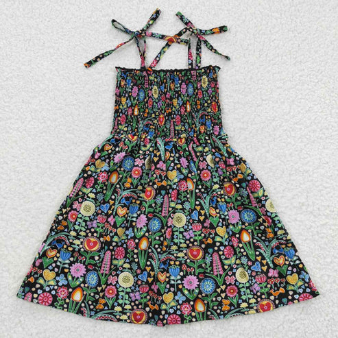 11.8 RST Sibling Baby Girls Strap Colorful Floral Print Knee Length Dresses