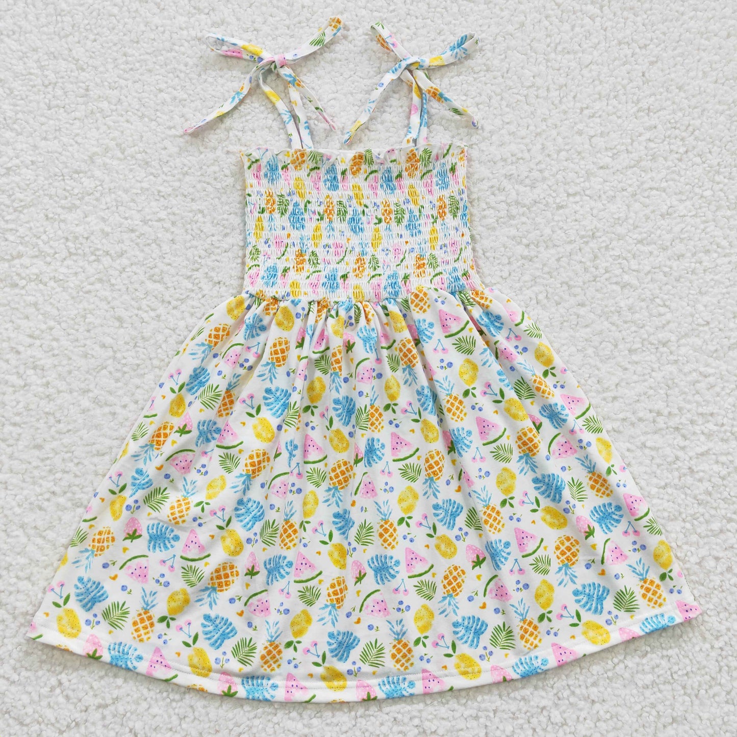 3.14 GSD0374 RTS No Moq Promotion Baby Girls Summer Strap Elastic Knee Length Dresses