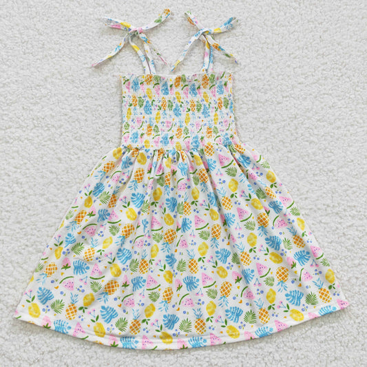 3.14 GSD0374 RTS No Moq Promotion Baby Girls Summer Strap Elastic Knee Length Dresses