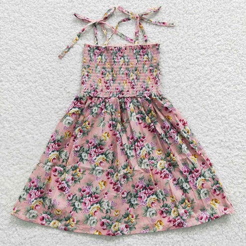11.8 RST Sibling Baby Girls Strap Colorful Floral Print Knee Length Dresses