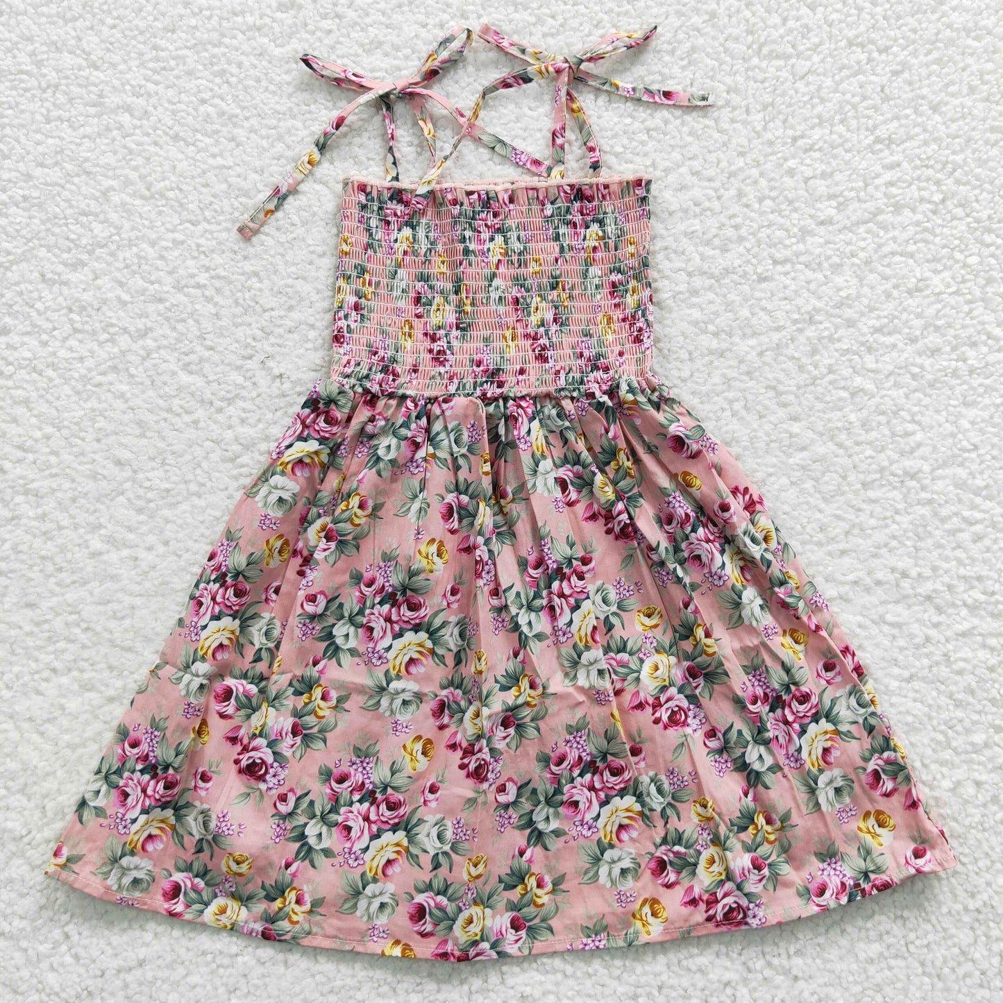 GSD0376 Sales New RTS No Moq Suspenders elastic pink flower baby girls summer dress