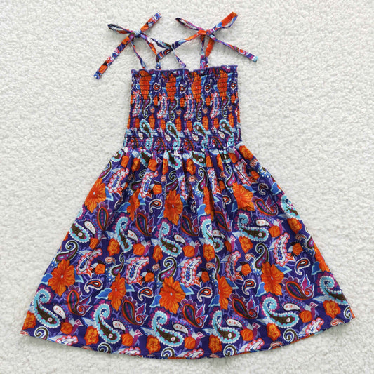 GSD0405 Sales New RTS No Moq Promotion Baby Girls Purple Elastic Knee Length Dresses
