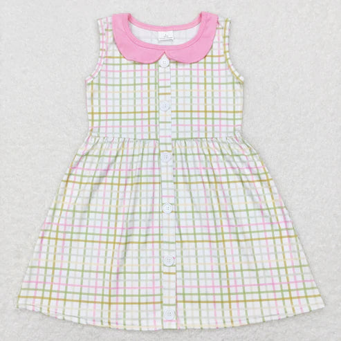 10.29 RST Sibling Baby Girls Stripe Checked Ruffle Sleeve Knee Length Dresses