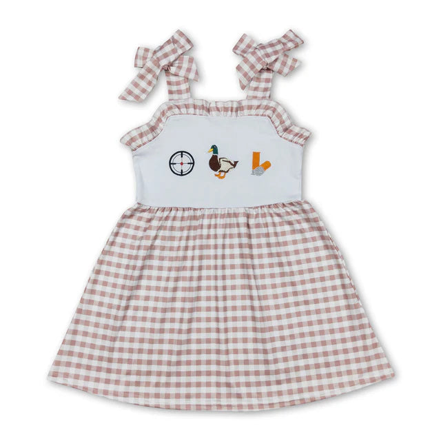 RTS Sibling plaid straps duck baby girls summer dress