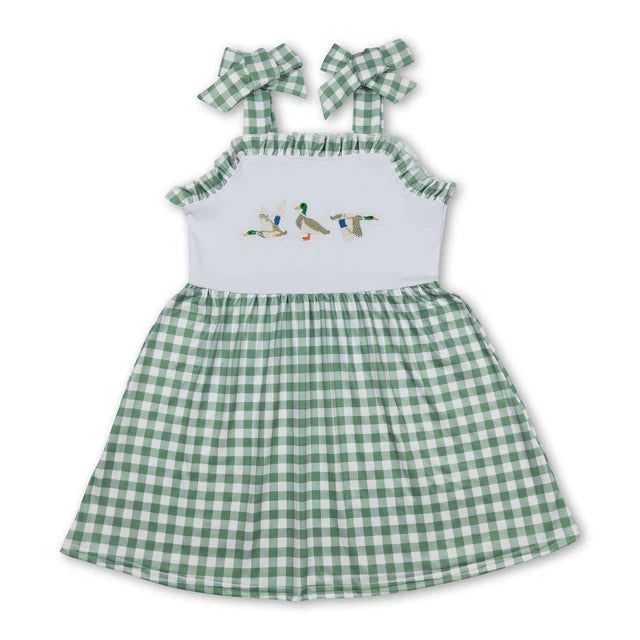 RTS Sibling plaid straps duck baby girls summer dress