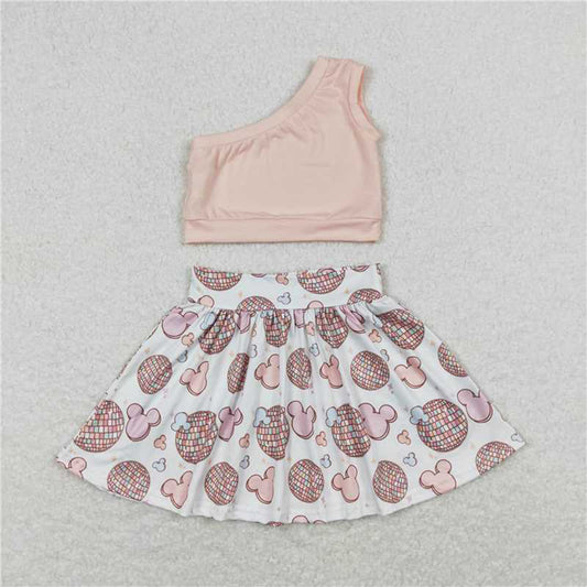 5.19 GSD0875  RTS NO MOQPeach one shoulder to mouse skirt girls clothes