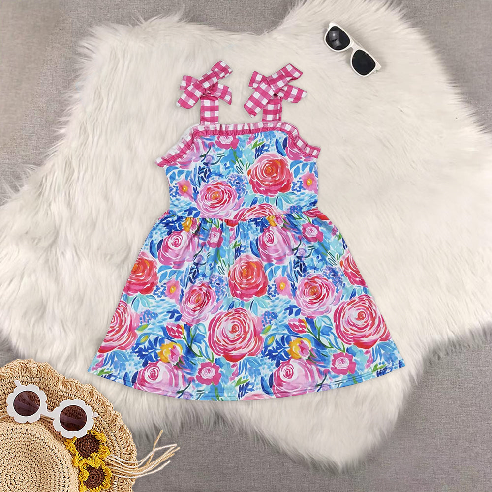 RTS Sibling Baby Girls Plaid straps tunic ruffle shorts girls summer outfits