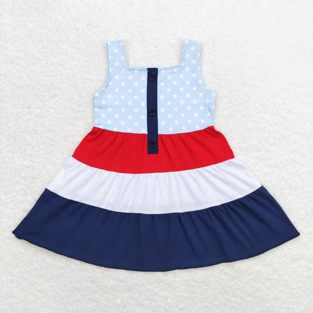 11.12 RST Sibling Baby Girls Stars 4th Of July Knee Length Dresses