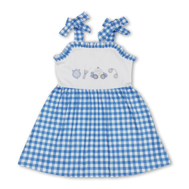 RTS Sibling plaid straps duck baby girls summer dress