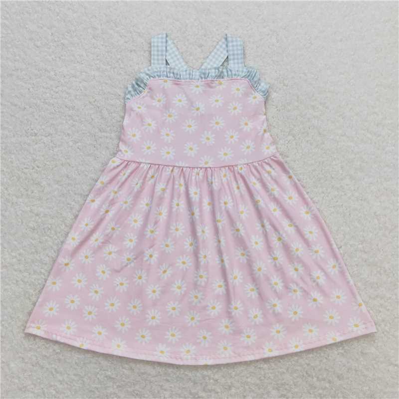 7.03 RTS NO MOQ Straps daisy tunic ruffle shorts girls summer clothes dress rompers