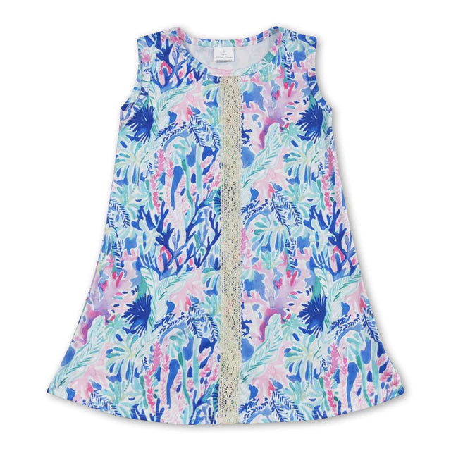 USA Warehouse (IN STOCK) Baby girls Solid color Straps floral ruffle athletic dresses and swimsuit set