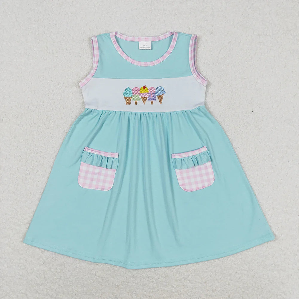 11.15 RST Embroidery Sibling Baby Girls Summer Knee Length Dresses