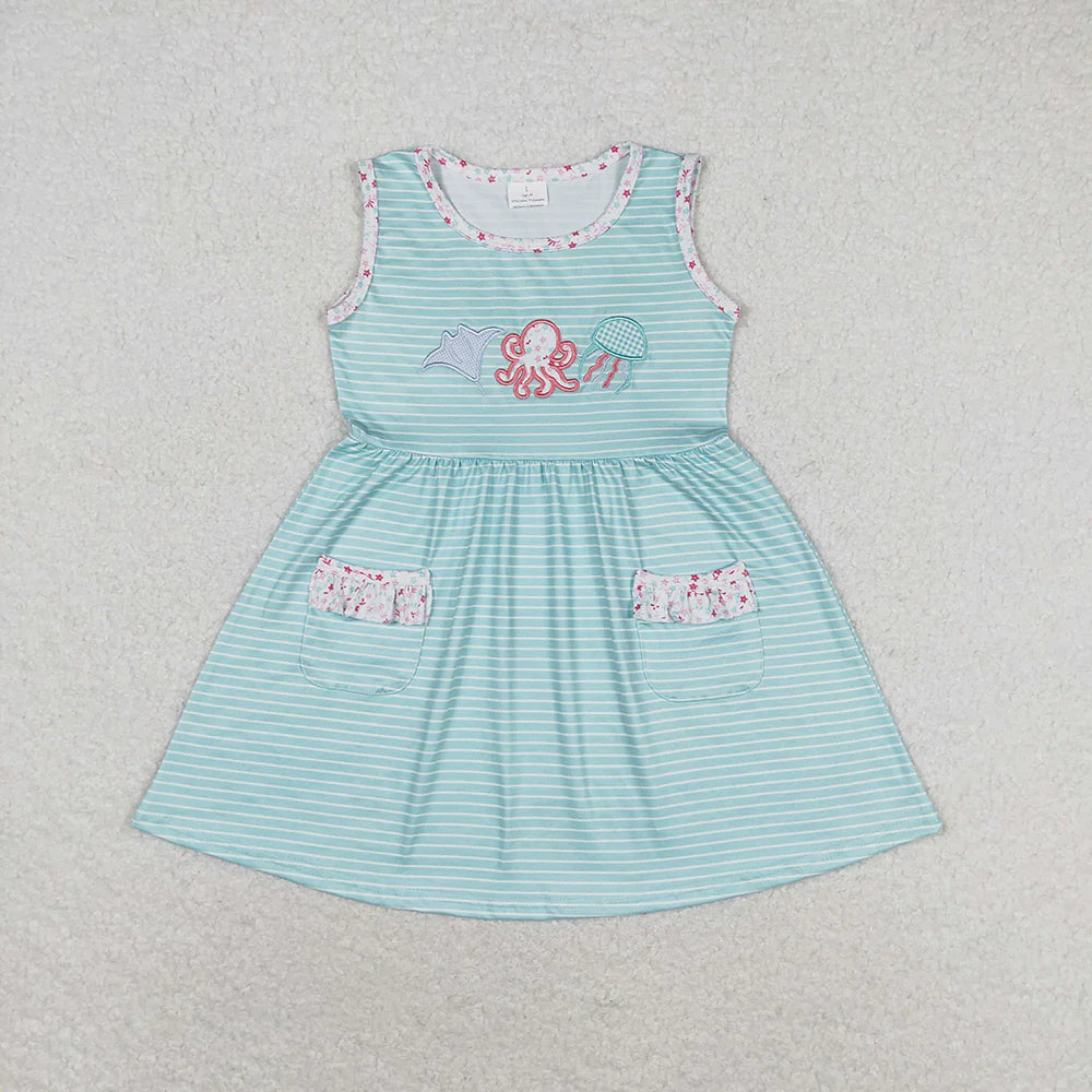 11.15 RST Embroidery Sibling Baby Girls Summer Knee Length Dresses