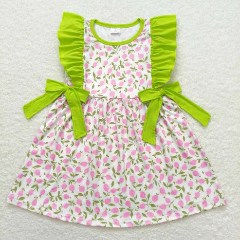 11.4 RST Sibling Baby Girls Sleeveless Flutter Sleeve Bows Flowers Plaid Knee Length Dresses