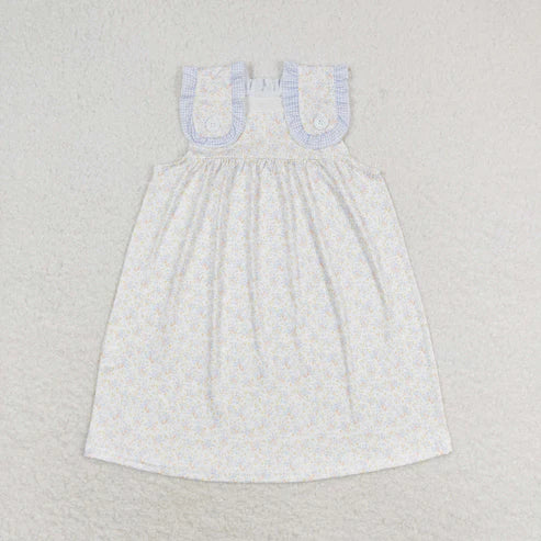 10.31 RST Sibling Baby Girls Sleeveless Bows Flowers Stripes Ruffle Knee Length Dresses