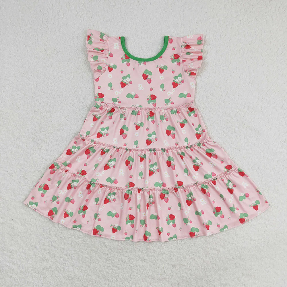 12.24 RST Sibling Baby Girls Flutter Sleeve Flowers Twirl Knee Length Dresses