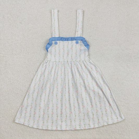 GSD1099Floral Baby Girls Summer Dresses with Ruffles And Straps Cute Child Clothing for Girls 2-16 Years Old