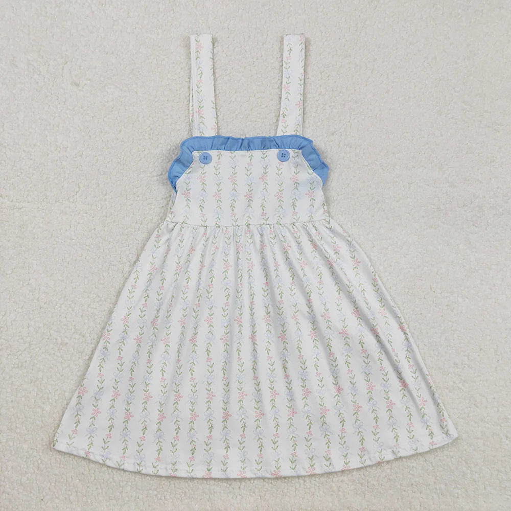12.20 RTS Sibling Baby Girls Flowers Leaves Ruffle Rompers Dresses