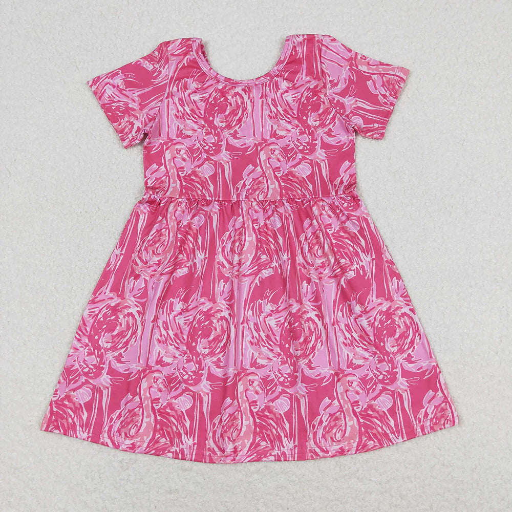 11.29 RST Sibling Baby Girls Sea Flowers Short Sleeve Knee Length Dresses