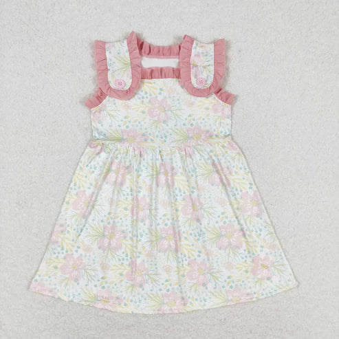 10.31 RST Sibling Baby Girls Sleeveless Flowers Pockets Ruffle Knee Length Dresses