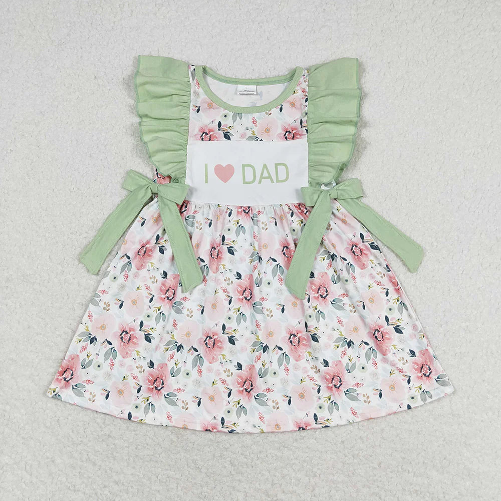 12.27 RTS Sibling Boys Baby Girls I Love Dad Green Flowers Rompers Dresses Outfits Suits