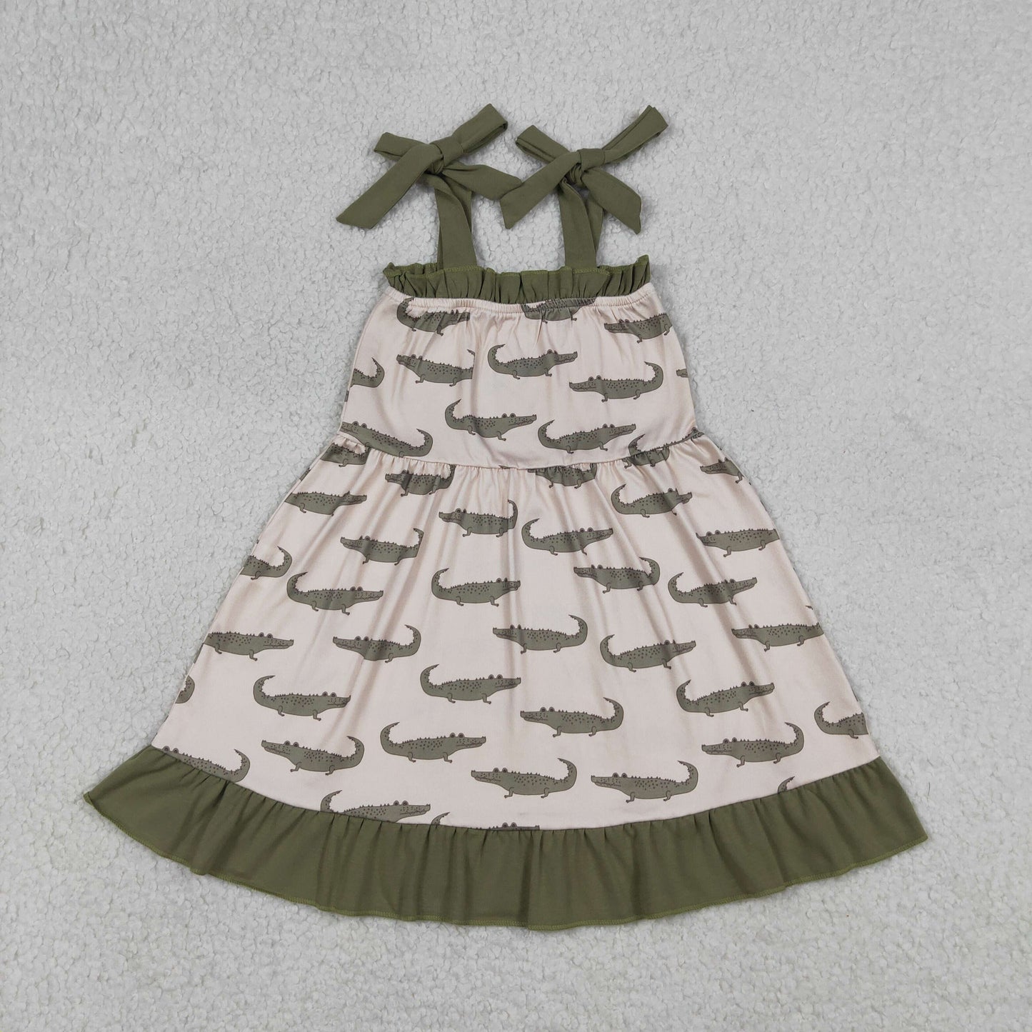4.13 GSD1212 RTS NO MOQ （In stock）Straps crocodile ruffle girls summer dresses