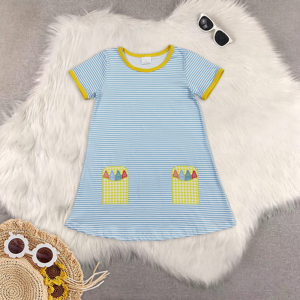 8.01   Sibling Short sleeves crayon boys back to school clothes dress