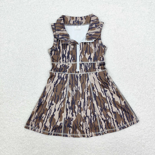 USA Warehouse (IN STOCK) GSD1383 Baby Girls Bottomland Camo Athletic Active Wear Knee Length Dresses