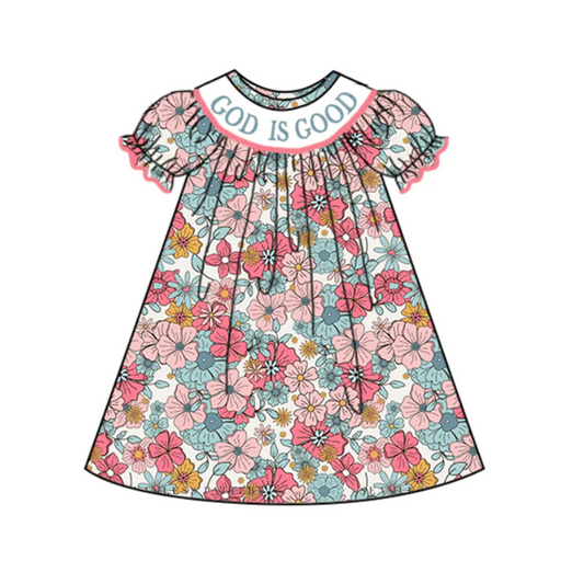 No moq  GSD1386 Pre-order Size 3-6m to 14-16t baby girl clothes short sleeves summer dress