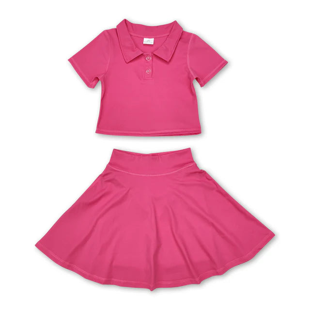 RTS Sibling polo shirt skirt girls active wear set