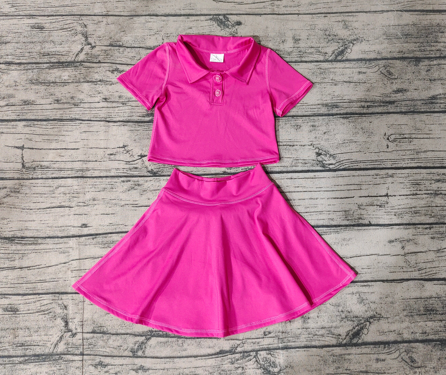 No moq GSD1391 Pre-order Size 3-6m to 14-16t baby girls clothes short sleeve top with short skirt kids summer set