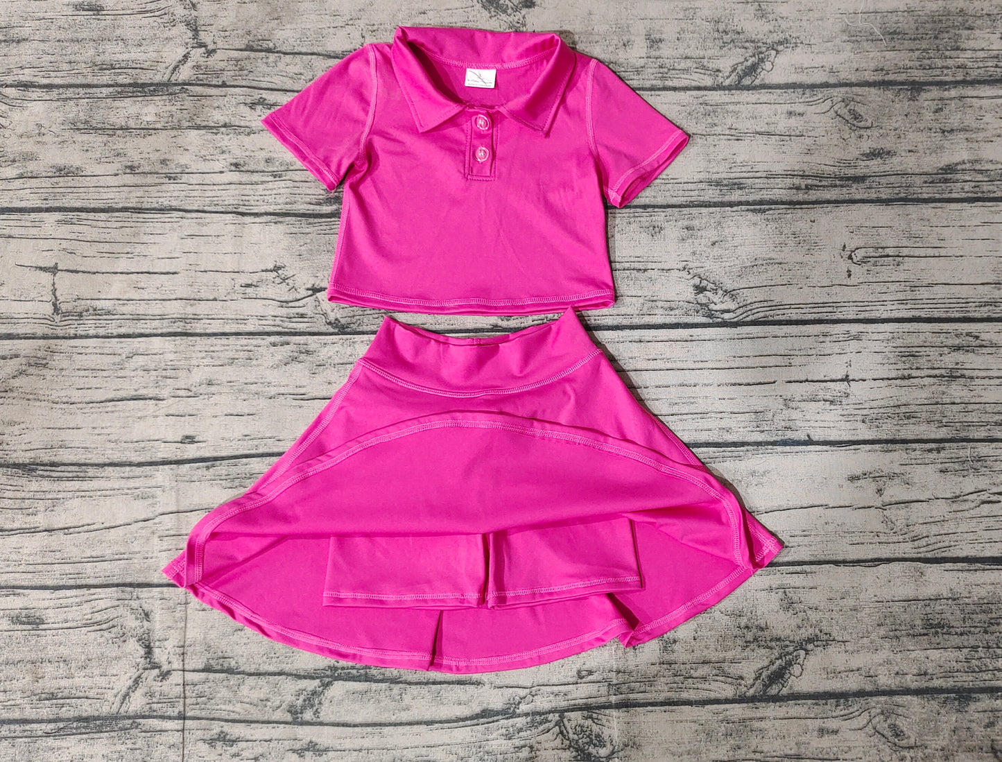 No moq GSD1391 Pre-order Size 3-6m to 14-16t baby girls clothes short sleeve top with short skirt kids summer set