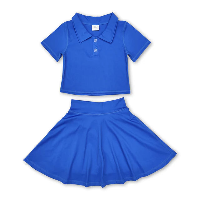 RTS Sibling polo shirt skirt girls active wear set