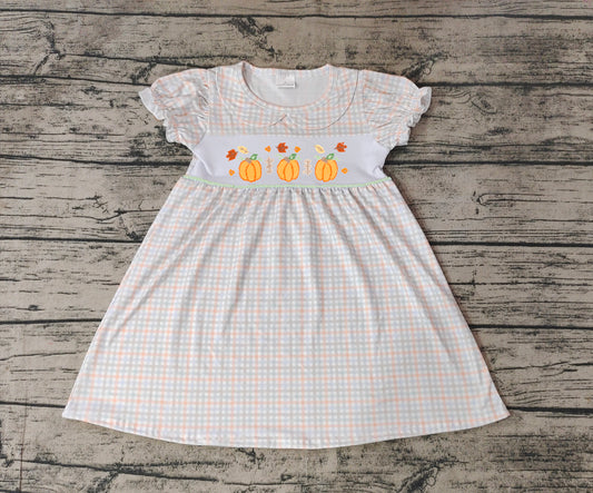 NO moq GSD1420 Pre-order Sizes 3-6m to 14-16t baby girl clothes embroidery short sleeves autumn dress