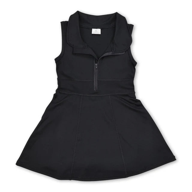 RTS Sibling Sleeveless Black sleeveless zipper athletic dress with shorts