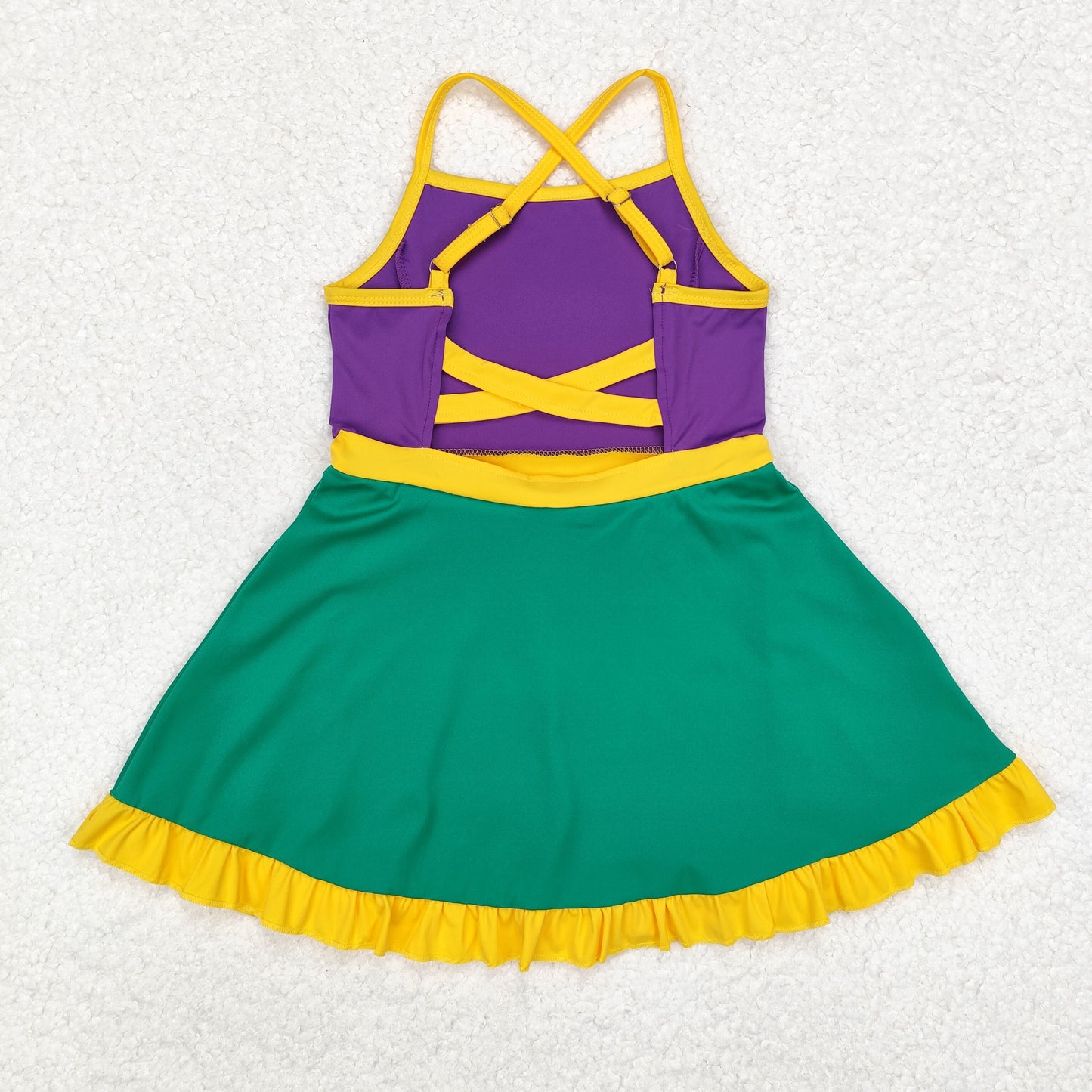 RTS Yellow purple green straps girls mardi gras athletic dress