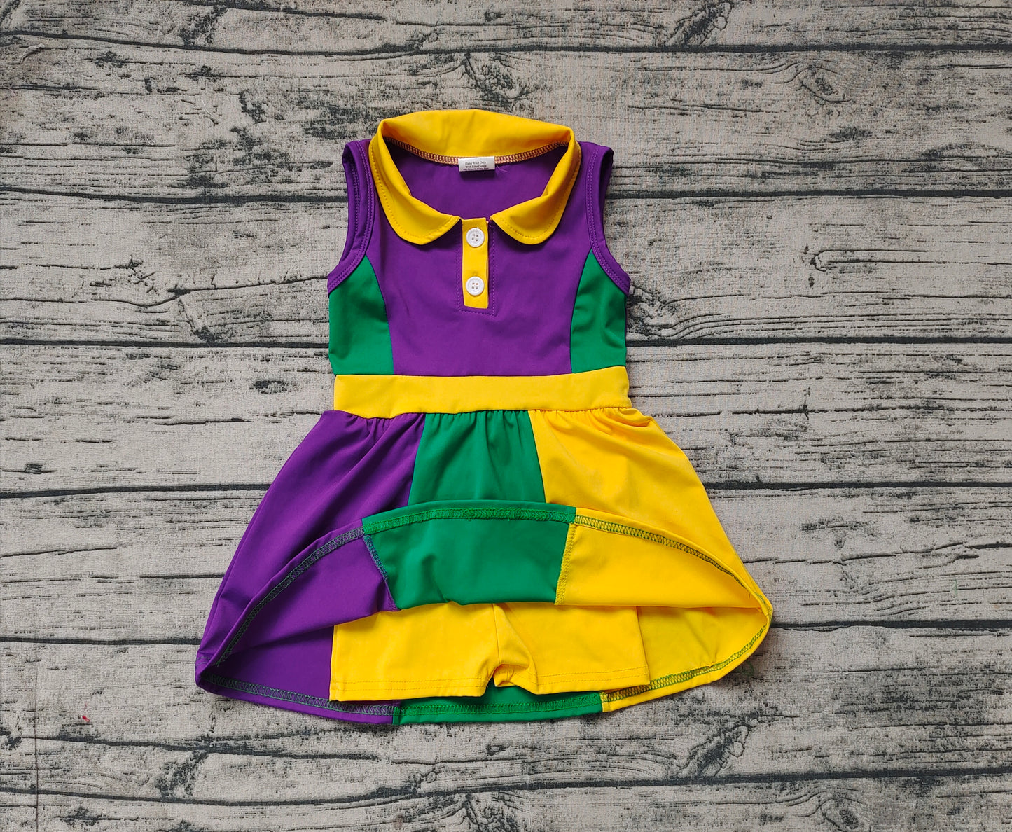 Baby Girls Purple Mardi Gras Active Wear Knee Length Dresses Preorder