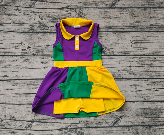 Baby Girls Purple Mardi Gras Active Wear Knee Length Dresses Preorder