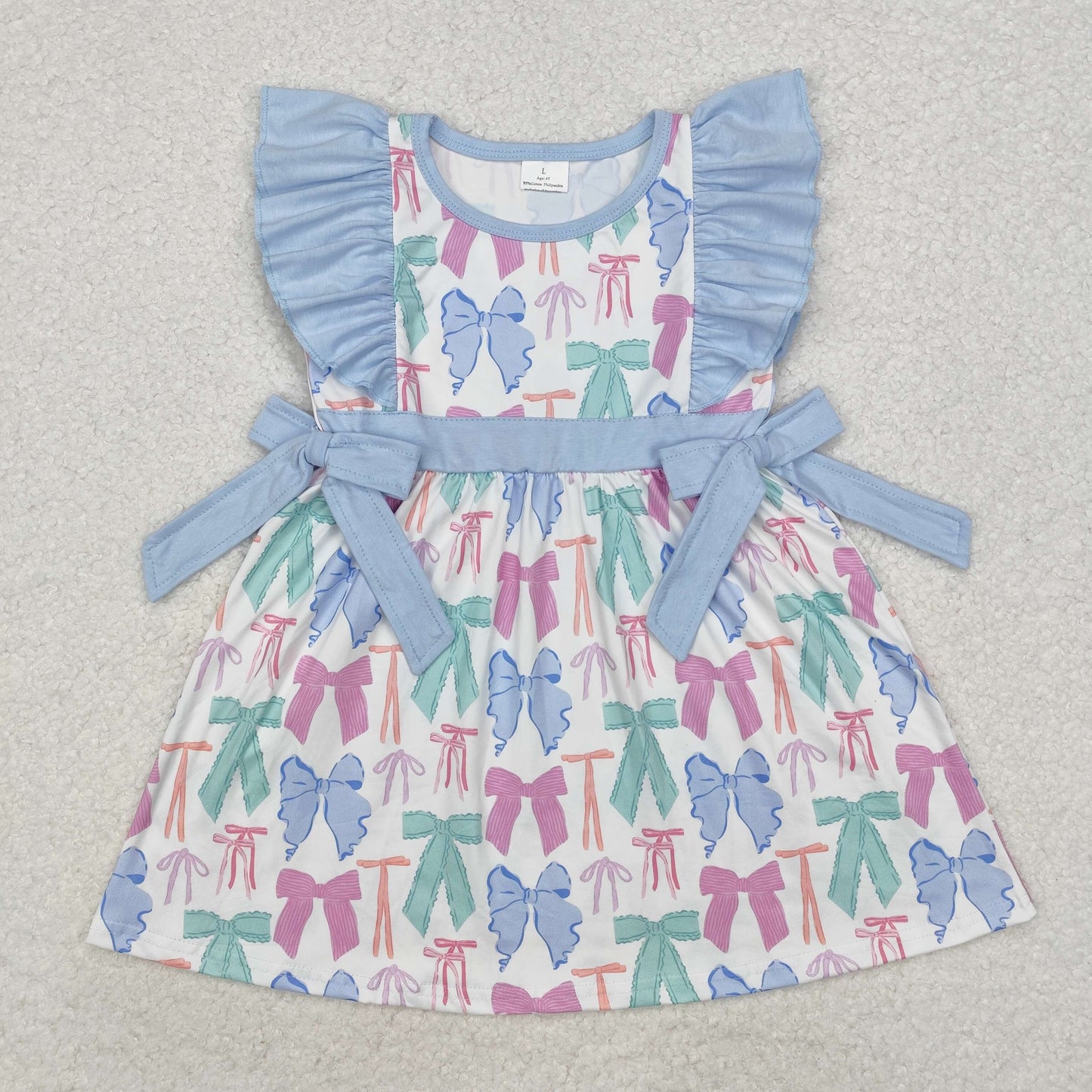 GSD1449 Baby Girls Colorful Bows Spring Knee Length Dresses