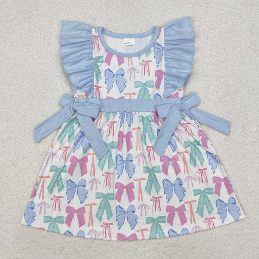 GSD1449 Baby Girls Colorful Bows Spring Knee Length Dresses