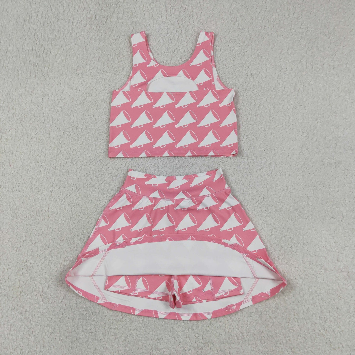 GSD1467 RTS NO MOQ （In stock ）Sleeveless trumpet top skirt girls active wear set
