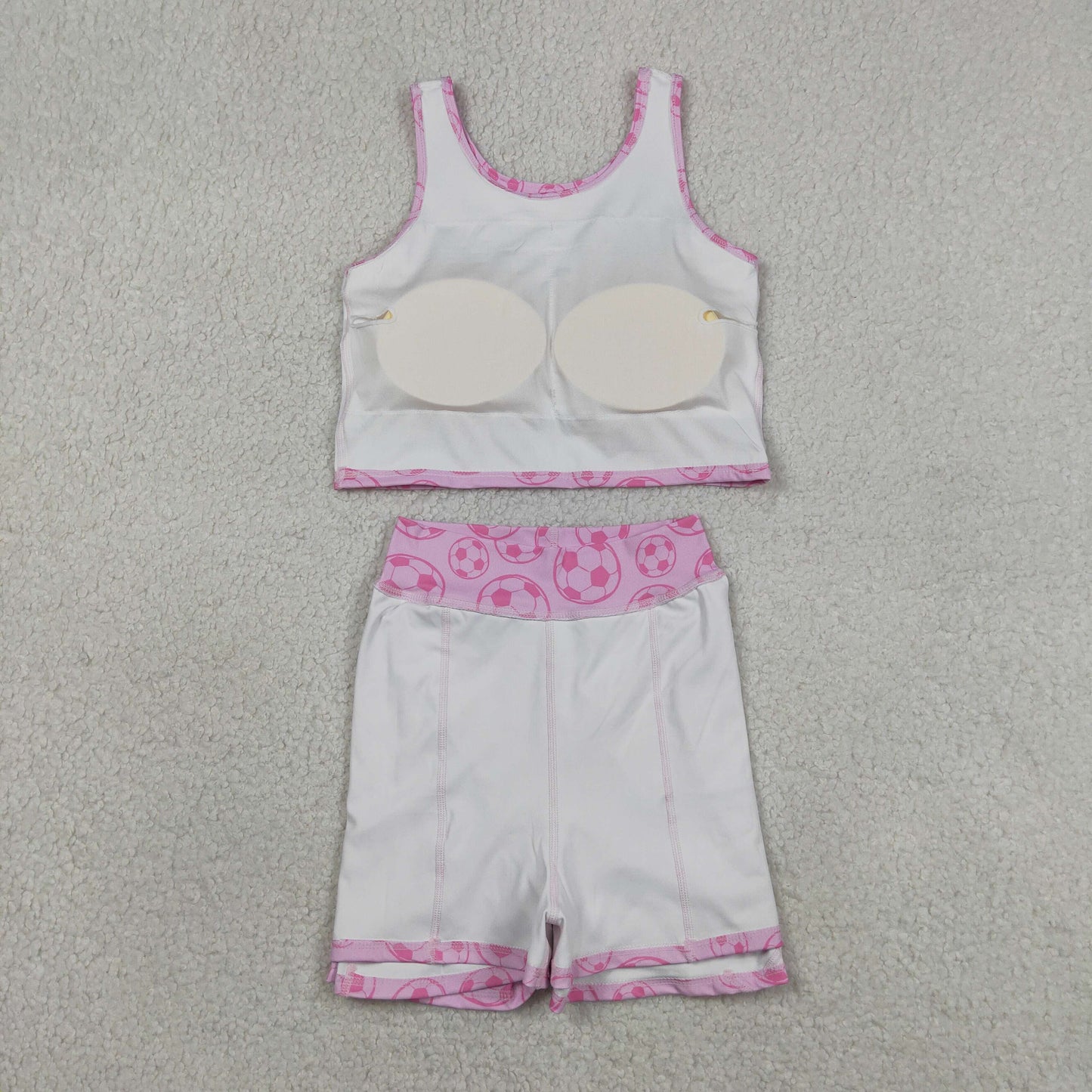 GSD1468 RTS NO MOQ （In stock ）Pink Sleeveless soccer top skirt girls active wear set